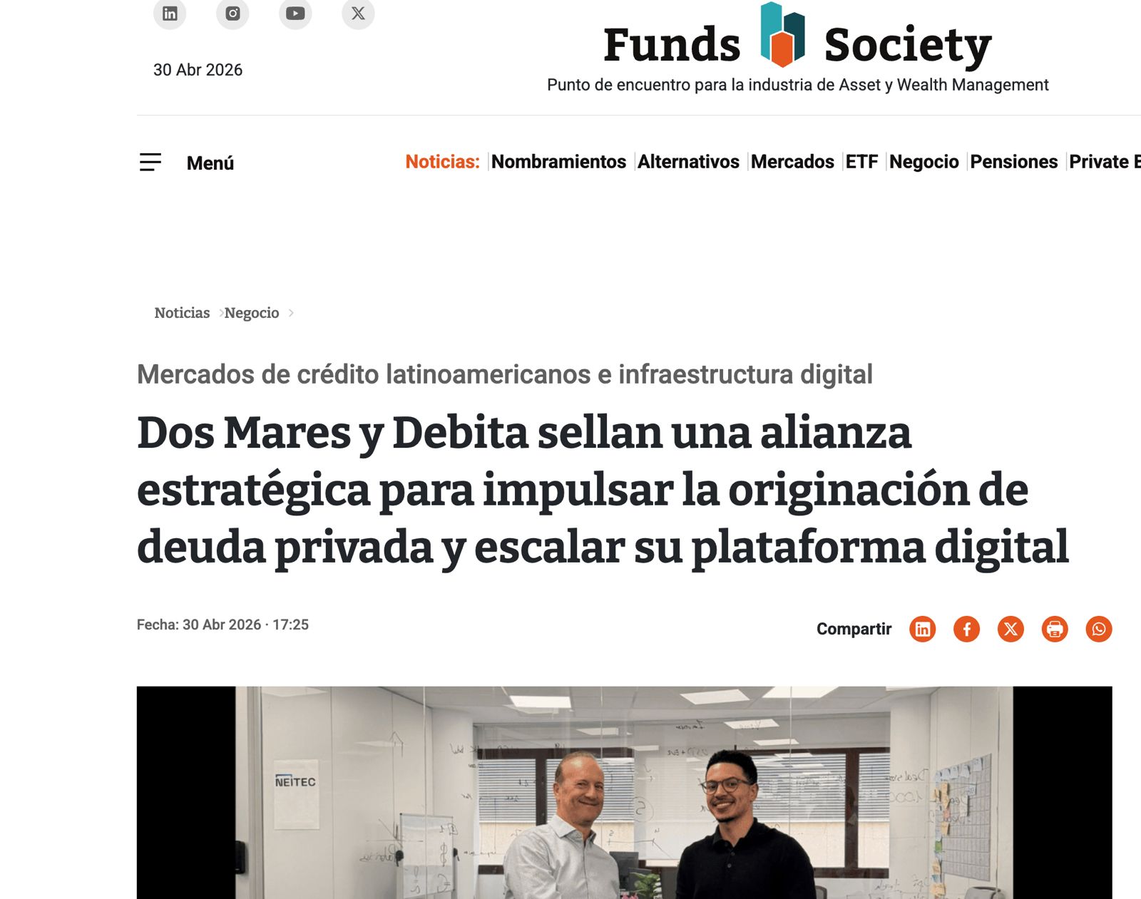 Dos Mares and Debita strategic alliance
